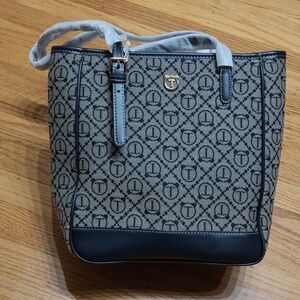 Patterned Tote in Black and Tan